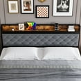 thumbnail image 4 of Garvee King Size Bed Frame with RGB LED and Charging Station Headboard, Grey Upholstered Platform Bed Frame King with 2 Storage Drawers, No Box Spring Needed, Heavy Duty, 4 of 7