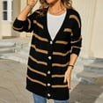 thumbnail image 5 of Caywon Women's Fashion Casual Striped Cardigan Button Sweater Knitted Tops Long Sleeve Soft Basic Knit Cardigan Sweater Casual Long Sleeve Tops Black XL, 5 of 8