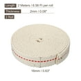 thumbnail image 2 of 16mm Flat Wide 2 Meter/6.5Ft Long Cotton Oil Lamp Wick with Red Stitch, 2 Roll, 2 of 5