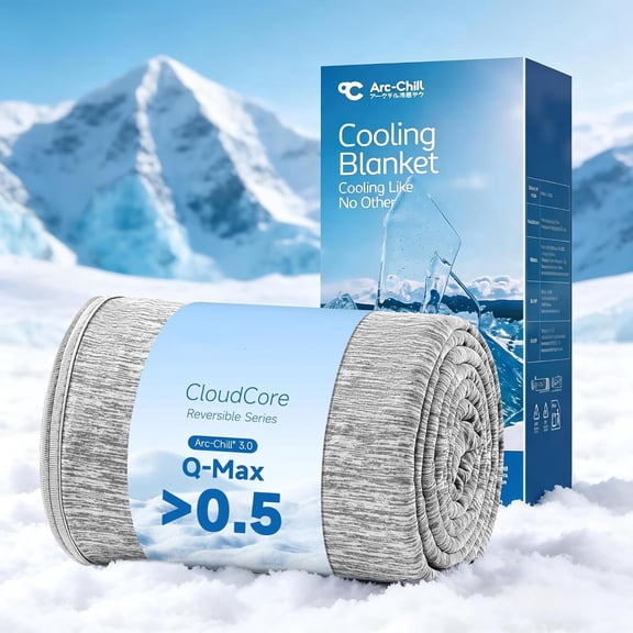 Aship Cooling Blanket Queen 79"x 86", Summer Blankets Q-MAX>0.5 Double Sided Cool Blanket Arc-Chill Cooling Bed Blanket Soft Breathable for Beds Sofa Travel, Gray