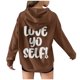 thumbnail image 4 of Gibobby Sudaderas universitarias con capucha Sudaderas informales holgadas para mujer, Top de con bloqueo de color con capucha, suéter estampado cálido informal de manga larga （Marrón， L), 4 of 5