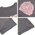 thumbnail image 3 of Langwyqu Summer Rose Printed Women Short Sleeve Crewneck Graphic T-Shirt, 3 of 5