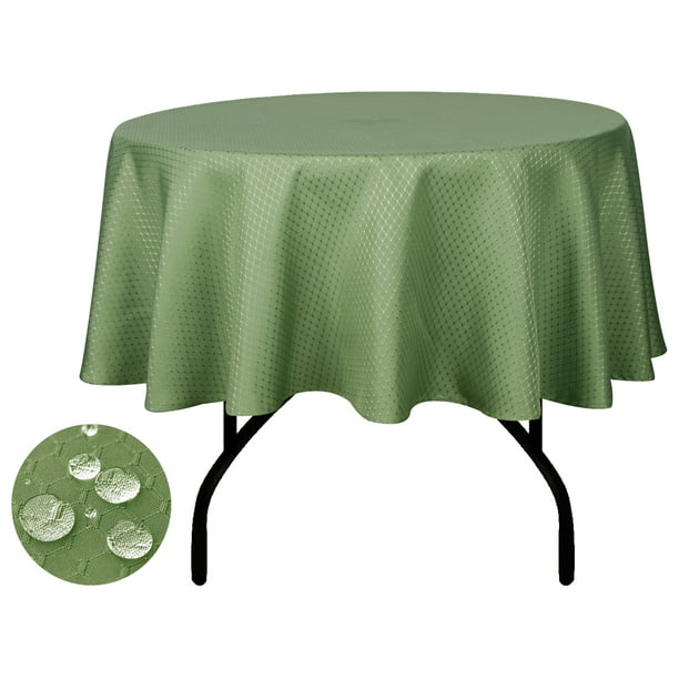 Tektrum 70 inch Round Elegant Waffle Weave Check Jacquard Tablecloth Table Cover Waterproof