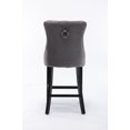 thumbnail image 7 of Contemporary Velvet Upholstered Bar Stools Set of 2, Tufted High Back Stools with Solid Wooden Legs, Leisure Style Bar Chairs for Dining Room, Island Kitchen Bar, Gray, 7 of 7