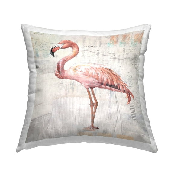 Stupell Industries Vintage Pattern Flamingo Decorative Printed Throw Pillow, 18 x 18