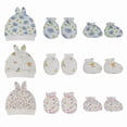 thumbnail image 1 of Conjunto de 3 gorros y manoplas antiarañazos (0-6 meses), gorros y manoplas protectoras para recién nacidos, gorros y manoplas con velcro a juego para proteger al bebé., 1 of 4