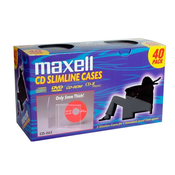 Maxell CD365 Slimline Jewel Cases Jewel Case Book Fold Clear
