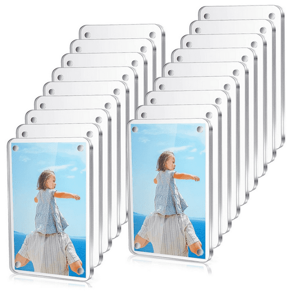 36 Pcs Acrylic Fridge Magnetic Frame , Mini Double Sided Refrigerator Magnet Picture Frame Clear Frameless Display Frame