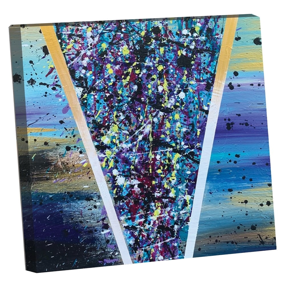 Splatter Design by Artist Sarah Wahl - 14"x14" Canvas Artwork - Multi-Color 30 x 30