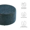thumbnail image 5 of Callum Large 29" Round Woven Heathered Fabric Upholstered Ottoman, 5 of 7