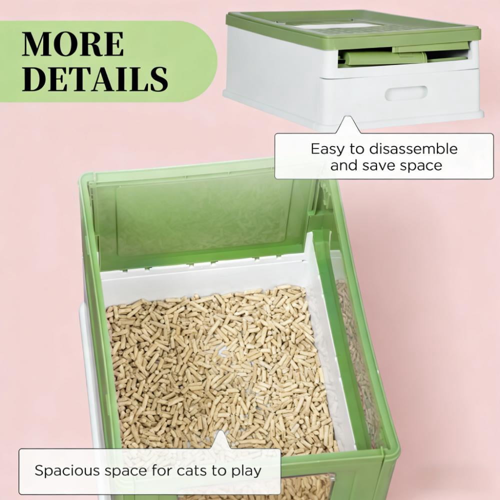Fully Enclosed Cat Litter Box with Front Entry