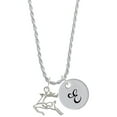 thumbnail image 1 of Delight Jewelry Silvertone 2-D Reindeer Silvertone Script Initial Disc - E - Charm Necklace, 20"+3", 1 of 4