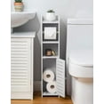 thumbnail image 3 of Toilet Paper Holder Stand: No Drill PVC Small Bathroom Cabinet for Apartment Dwellers - Rental Deposit Protection - Small Space Storage Saving, 3 of 4