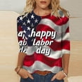 thumbnail image 6 of Xdegoge 4th of July Patriotic T Shirt for Women USA American Flag Three Quarter Sleeve Crewneck Stars And Stripes Happy Labor Day Graphic Print Breathable Summer Tops, 6 of 6