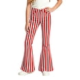 thumbnail image 5 of School Uniform for Girls Slim Fit High Waist Pocketed Elastic Striped Print Flared School Uniform Trousers Back-To-' Pants 5-6 Years, 5 of 6