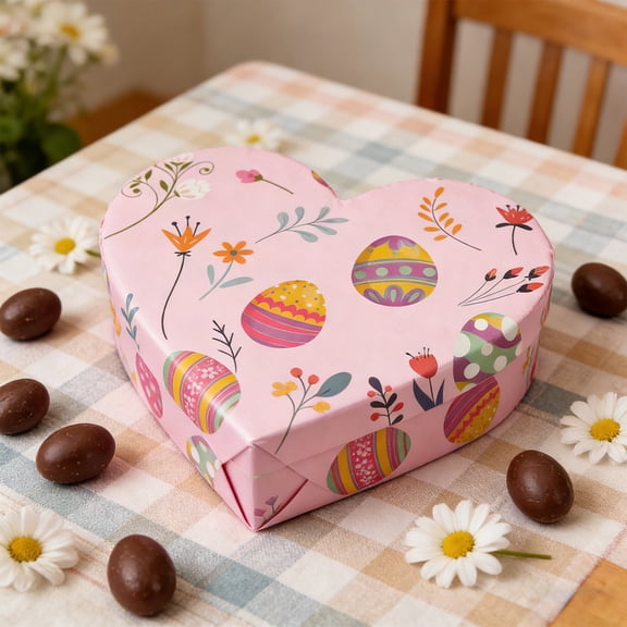 DAMAI Easter Wrapping Paper Roll, Cute Bunny with Egg& Flower Design, DIY Crafting Paper Bulk with Cute Bunny Easter Egg Pattern for Easter Spring Festival Gift Wrapping,19.7x27.6 inch