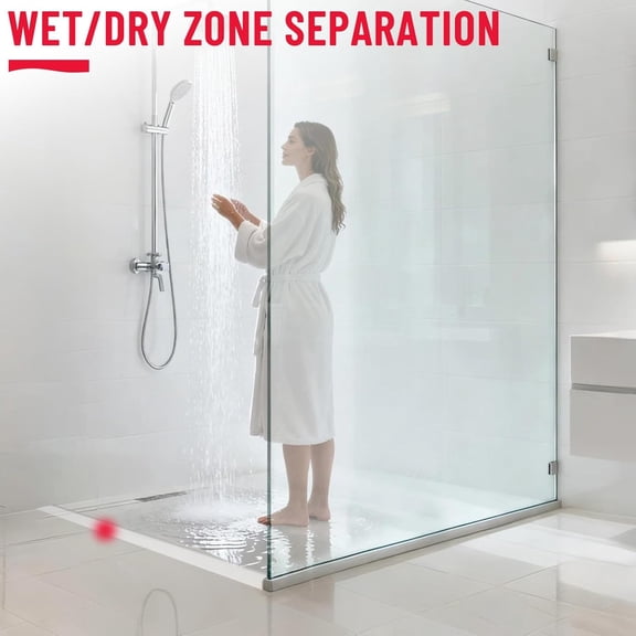 Collapsible Shower Threshold Water Dam - Self-Adhesive Silicone Barrier for Wet-Dry Separation