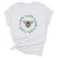thumbnail image 3 of Tshirts For Women Solid Color Loose Round Neck Bee Printed Short Sleeved Ladies Tops Clothing T-Shirts Daily-Wear, 3 of 3