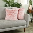 thumbnail image 2 of Juvale Pink Throw Pillows - 20 x 20 in (2-Pack) Blush Pink Faux Fur - Machine Washable & Hidden Zipper - Fuzzy Decorative Pillow Covers for Sofa & Bed, 2 of 7