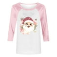 thumbnail image 4 of Fall Fashion Must Haves Women's Raglan Sleeve Holiday Shirt Round Neck Three Quarter Sleeve with Santa Print Tees Tshirts Tops Women Fall Clothes, 4 of 4