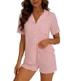 thumbnail image 6 of Miqool Pajamas Set for Women Short Sleeve Soft Sleepwear Button Down Pjs 2 Piece Lounge Sets S-XXL, 6 of 6