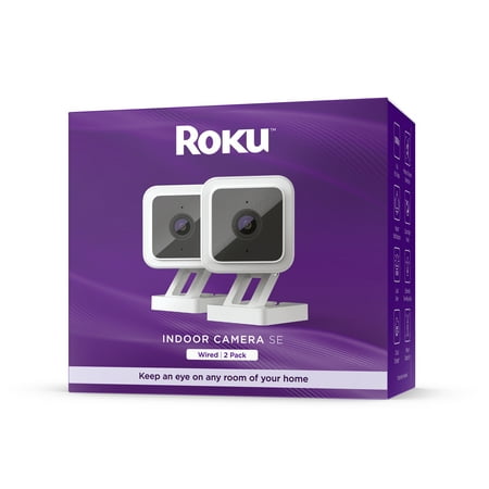 Roku Smart Home Indoor Camera SE (2-Pack) Wi-Fi-Connected - Wired Security Surveillance Camera with Motion & Sound Detection
