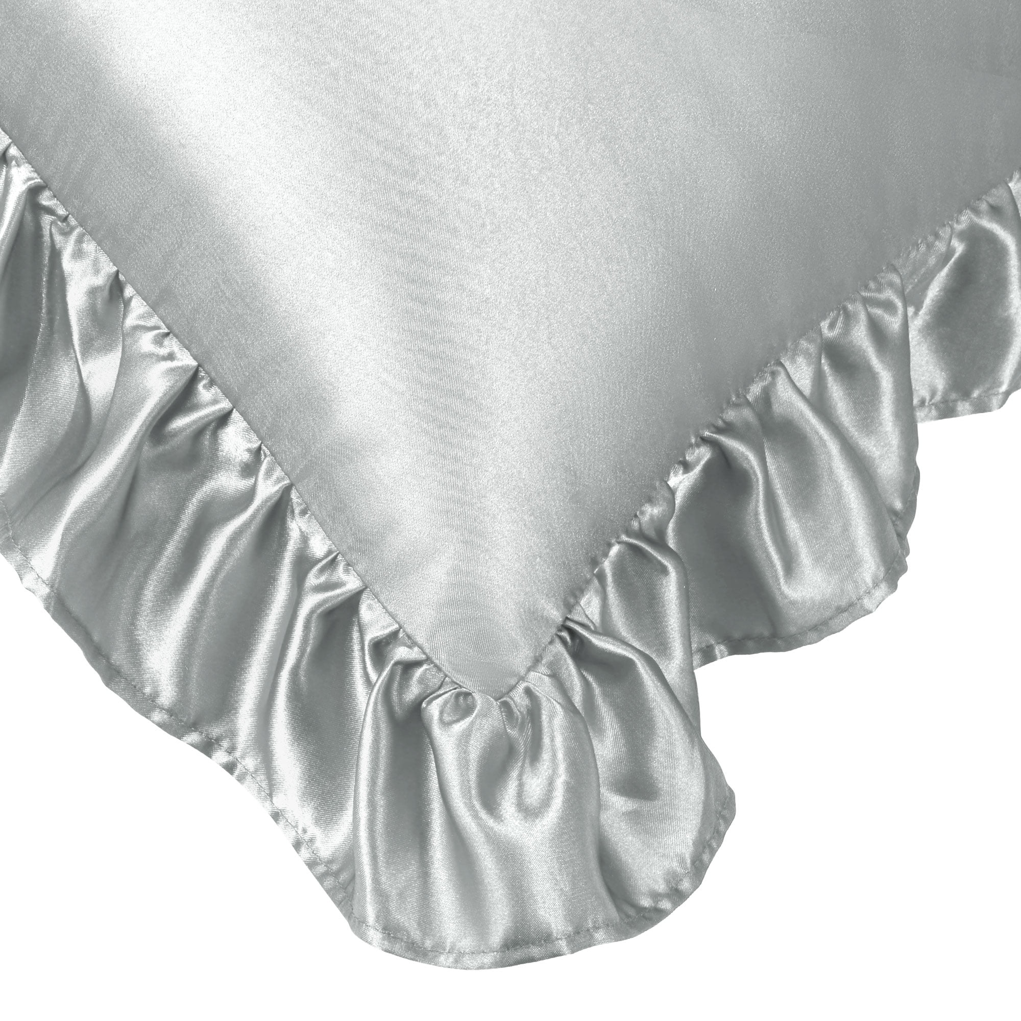 Unique Bargains Satin Ruffle Envelope Closure Pillowcases Set of 2 Silver Grey 20"x26"