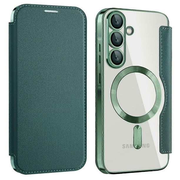 For Samsung Galaxy A56 5G Case Compatible with MagSafe RFID Blocking Leather Phone Cover - Dark Purp