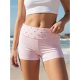 thumbnail image 4 of Shorts de verano para mujer con dobladillo, color liso, remaches, cintura baja, ajustados, estilo streetwear., 4 of 9