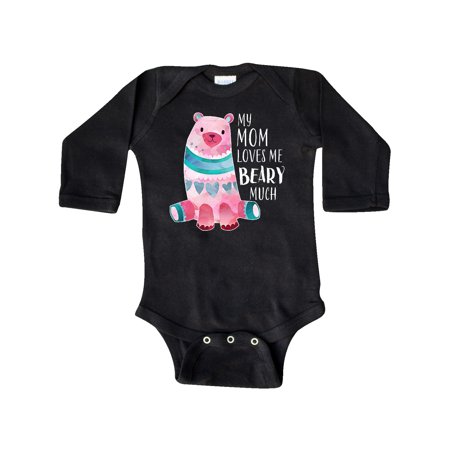 

Inktastic My Mom Loves Me Beary Much with Cute Bear Gift Baby Boy or Baby Girl Long Sleeve Bodysuit