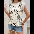 thumbnail image 4 of Blusas de Encaje con Estampado Floral para Mujer, Cuello Redondo, Mangas , Estilo Bohemio, Color Albaricoque XXL, 4 of 9