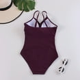 thumbnail image 3 of Arnsht Womens One Piece Swimsuits Summer Fashion Solid Color High Waisted Bathing Suit Tummy Control Comfortable Breathable Plus Size Swimwear Purple M, 3 of 4