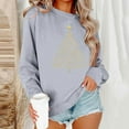 thumbnail image 2 of Women Christmas Tree Printed Tshirts Sweatshirt Zip Up Long Sweaters With Buttons Workout Crewneck Sweatshirt Long Sleeve Shirts Work, 2 of 6