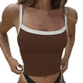 thumbnail image 1 of Chaleco sin espalda ajustado con tirantes en contraste para mujer - Top corto sin mangas con cuello en V sexy, 1 of 6