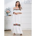 thumbnail image 4 of IDOPIP Women Mexican Dress Off Shoulder Floral Embroidered Long Maxi Dress Traditional Fiesta Dresses, 4 of 9