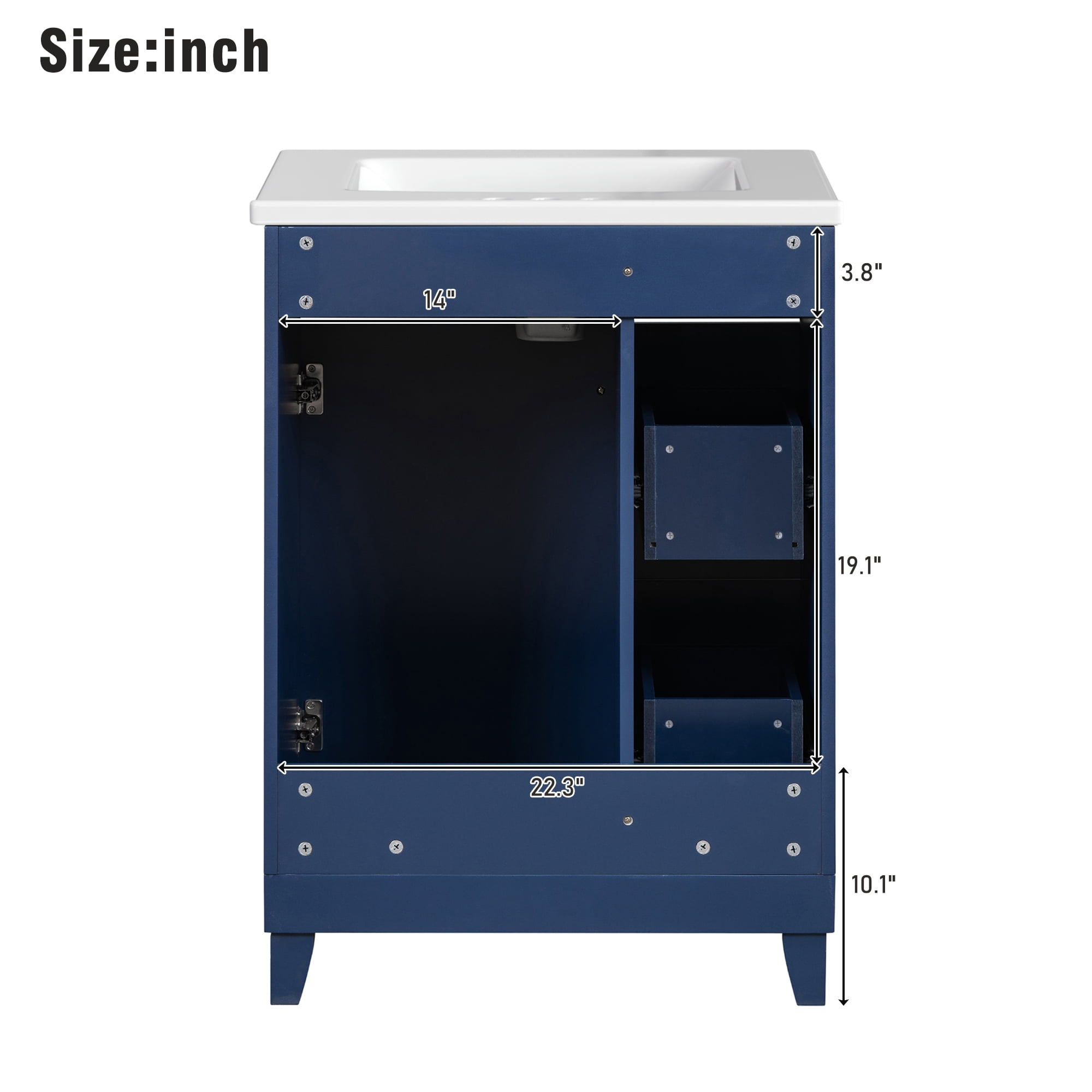 Harper & Bright Designs 24" Small Bathroom Vanity with Sink Set, Bathroom Combo Cabinet Undermount Sink with 2 Storage Drawers, Blue