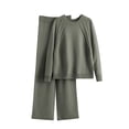 thumbnail image 2 of Usmixi Holiday 2 Piece Sweater Sets for Women Lounge Sets for Women Winter Soft Knitted Pullover Sweater and High Waist Wide Leg Long Pant Suits Casual Solid Loungewear Set up to 60% off, 2 of 3
