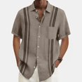 thumbnail image 2 of Lumtrix Mens Shirt Guayabera Cuban Short Sleeve Button Down Summer Beach Hippie Shirts Khaki 2XL, 2 of 5