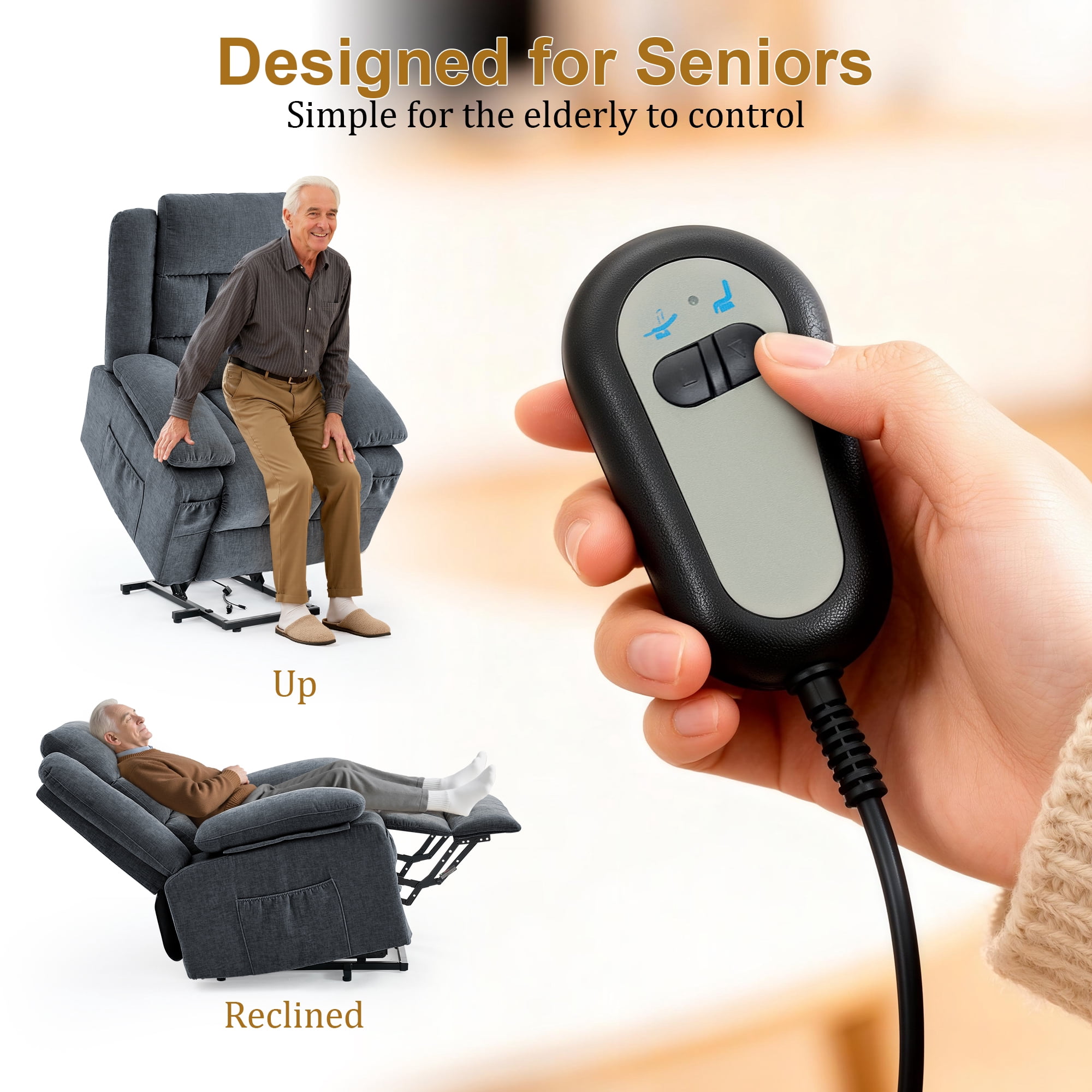 Korser Power Lift Recliner for Elderly with Heat and Massage Recliner Chair with Infinite Position Electric Lift Chair for Living Room,Dark Grey