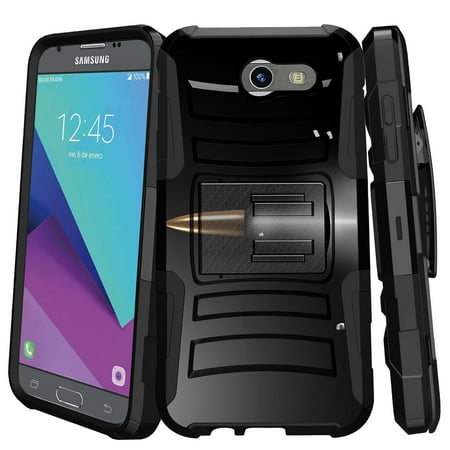 Samsung Galaxy J3 Emerge | J3 (2017) Holster Case Case  [ Clip Armor ] Heavy Duty Case with Belt Clip & Kickstand FireArm (Best Clp For Handguns)