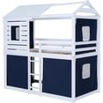 thumbnail image 3 of Twin Over Twin Bunk Bed, Wood Twin Size Bunk House Bed with Tent and Windows, 3 of 8
