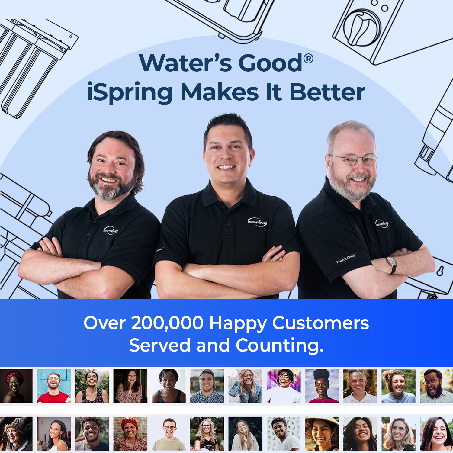 iSpring WGB31B-PF Whole House Water Filter System, SGS-Tested to Remove up to 99% PFAS, 3-Stage Filtration Reduces Sediment, Chlorine, Taste & Odor, 10-Inch Filters, 1" Inlet/Outlet