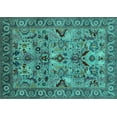 thumbnail image 1 of Ahgly Company Machine Washable Indoor Rectangle Oriental Turquoise Blue Traditional Area Rugs, 5' x 7', 1 of 4