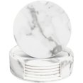 thumbnail image 1 of Posavasos de cuero, Juego de 6 posavasos de vidrio, posavasos de mármol para bebidas, bar, tazas, café, cerveza Adepaton LKX-1594, 1 of 8