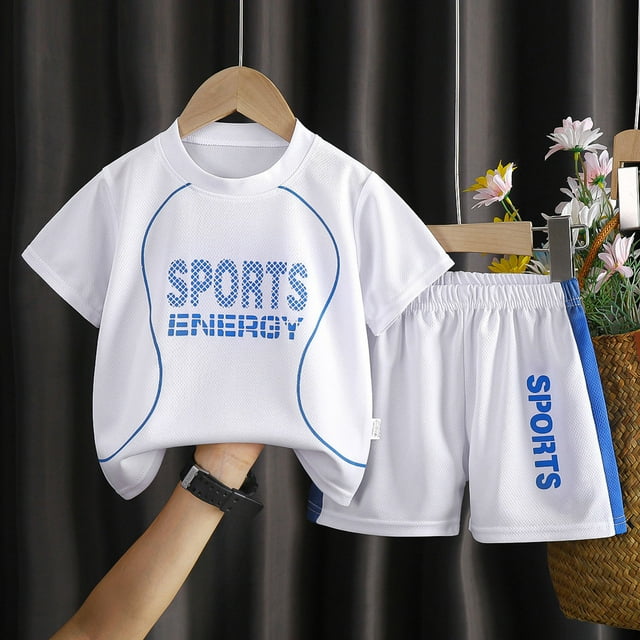 MKLEKYY conjunto de Pantalones Cortos Deportivos para Niños, Chándal de 2 Piezas, Camiseta Sin Mangas de Baloncesto y Pantalones Cortos de Malla de Secado Rápido (1 A 12 Años)