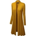 thumbnail image 5 of Made by Johnny Women's Solid Long Sleeve Open Front Long Cardigan XL MUSTARD, 5 of 6