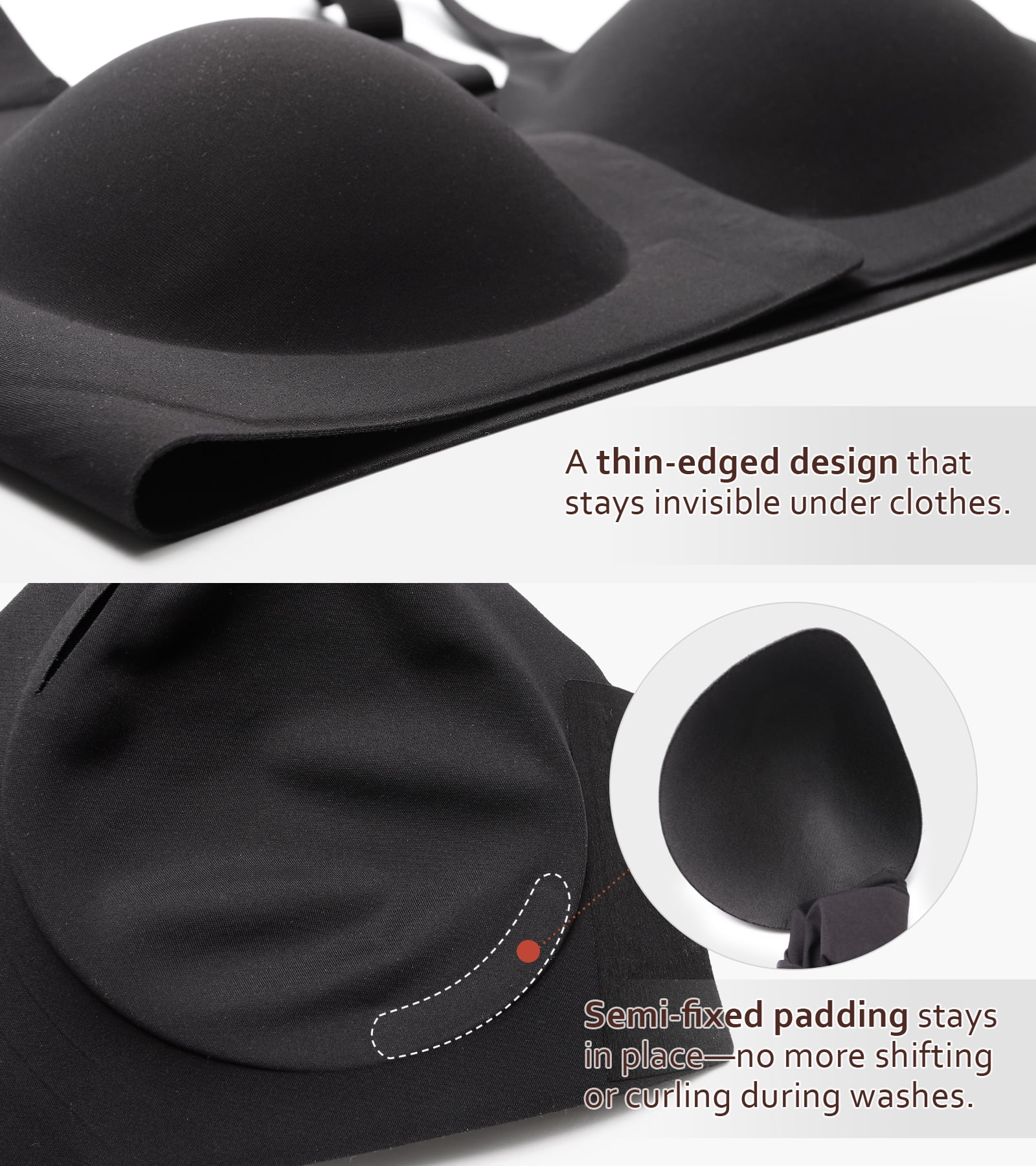 Exerin Women's Front Closure Bra Wireless Comfort Posture Back Smoothing Brasieres(S,Black)