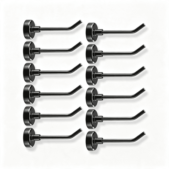 ZHZFKQ 12Pcs Magnetic Hooks for Hanging,Long Heavy Duty Magnet Hooks 3.0Lb,2.8"Strong Magnetic Cruise Hook,Neodymium Metal Hangers for Refrigerator,Grill,Kitchen,Garage,Cabin,Whiteboard,Black