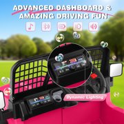 Farmdex 24V Ride on Car, Ride on Truck for Toddlers with Remote Control, Electric Car for Boys Girls Age 3+, Bluetooth, Music, LED Lights, Spring Suspension, 3 Speeds, Pink