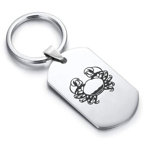 Stainless Steel Cancer Zodiac (Crab) Dog Tag Keychain Circle Ring